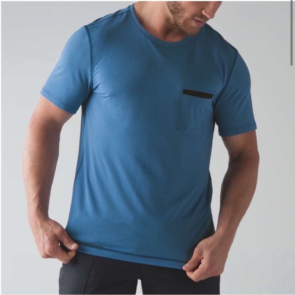 Lululemon R.A.D Run All Day Short Sleeve Shirt Shirt in Heathered Rugged Blue